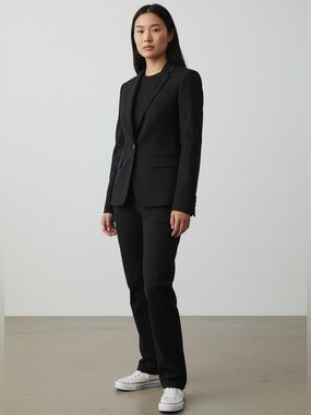 Burberry London Black Wool Single Breasted Blazer Size 4